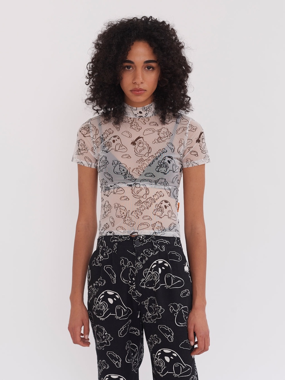 Lazy Oaf x Flintstones Mesh Printed Shirt
